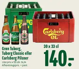 Min Købmand Grøn Tuborg, Tuborg Classic eller Carlsberg Pilsner (kasse) tilbud