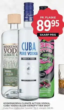 MENY Koskenkorva Climate Action Vodka / Cuba Pure Vodka / Små (shot) tilbud