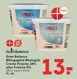 SPAR Grøn Balance Øllingegård Økologisk Creme Fraiche 18% eller Fraiche 9% tilbud