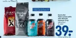 REMA 1000 Karat eller Peter Larsen kaffe eller Nescafé espresso sirup tilbud