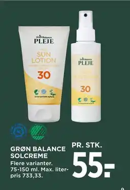 MENY GRØN BALANCE SOLCREME tilbud