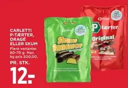 MENY CARLETTI P-TÆRTER, DRAGÉ ELLER SKUM tilbud