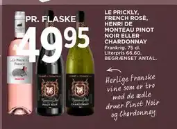 MENY LE PRICKLY, FRENCH ROSÈ, HENRI DE MONTEAU PINOT NOIR ELLER CHARDONNAY tilbud