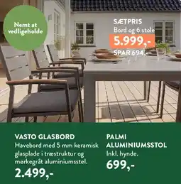 Plantorama SÆTPRIS - Bord og 6 stole tilbud