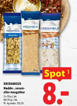 Lidl ERIDANOUS Nødde-, sesam- eller nougatbar tilbud