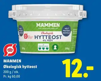 Lidl MAMMEN Økologisk hytteost tilbud