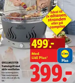 Lidl GRILLMEISTER Trækulsgrill med aktiv ventilation tilbud