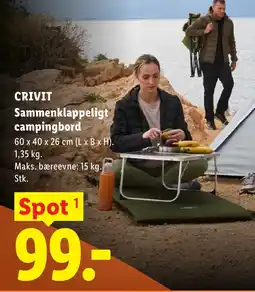 Lidl CRIVIT Sammenklappeligt campingbord tilbud