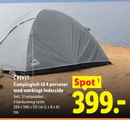 Lidl CRIVIT Campingtelt til 4 personer med mørklagt inderside tilbud