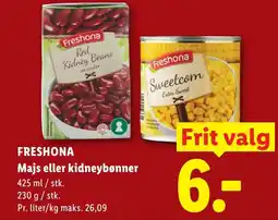 Lidl FRESHONA Majs eller kidneybønner tilbud