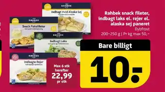 Rahbek snack fileter, indbagt laks el. rejer el. alaska sej paneret