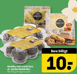 Løvbjerg Nordthy mini müsli bars el. Samba flødeboller tilbud