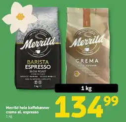 Løvbjerg Merrild hele kaffebønner crema el. espresso tilbud