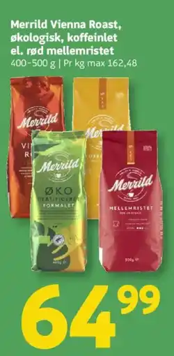 Løvbjerg Merrild Vienna Roast, økologisk, koffeinlet el. rød mellemristet tilbud