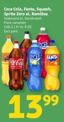 Løvbjerg Coca Cola, Fanta, Squash, Sprite Zero el. Ramlösa tilbud