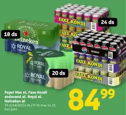 Løvbjerg Pepsi Max el. Faxe Kondi sodavand el. Royal el. Heineken øl tilbud