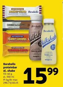 Løvbjerg Barebells proteinbar el. shake tilbud