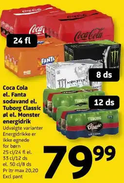 Løvbjerg Coca Cola el. Fanta sodavand el. Tuborg Classic øl el. Monster energidrik tilbud