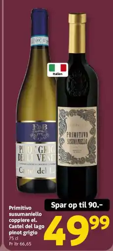 Løvbjerg Primitivo susumaniello coppiere el. Castel del lago pinot grigio tilbud