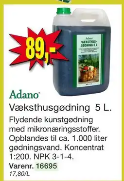 Harald Nyborg Adano Væksthusgødning 5 L tilbud