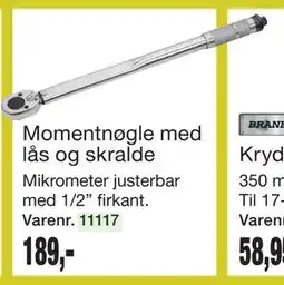 Harald Nyborg Momentnøgle med lås og skralde tilbud