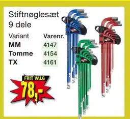 Harald Nyborg Stiftnøglesæt 9 dele tilbud