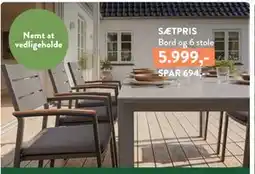Plantorama Bord og 6 stole tilbud