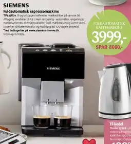 Kop & Kande Siemens fuldautomatisk espressomaskine tilbud