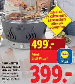 Lidl GRILLMEISTER Trækulsgrill med aktiv ventilation tilbud