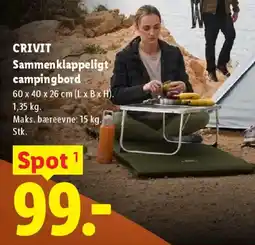 Lidl CRIVIT Sammenklappeligt campingbord tilbud