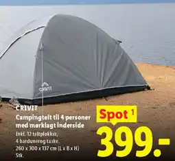 Lidl CRIVIT Campingtelt til 4 personer med mørklagt inderside tilbud