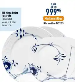 Imerco Blå Mega Riflet tallerken (2-pak 22 cm) tilbud