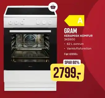 GRAM Keramisk komfur 3KE600