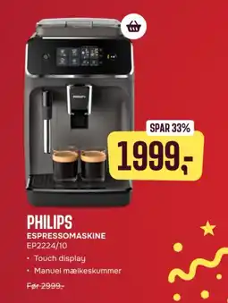 Skousen PHILIPS Espressomaskine EP2224/10 tilbud