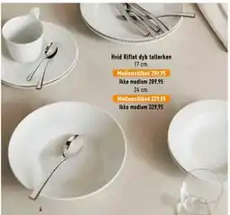 Imerco Hvid Riflet dyb tallerken, Medlemspris tilbud