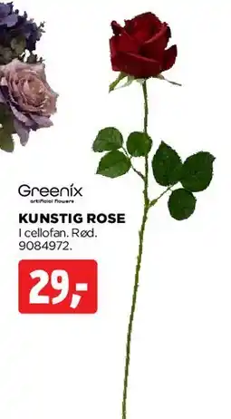 jem & fix Kunstig rose i cellofan, rød tilbud