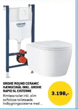 XL-BYG Grohe round ceramic hængeskål inkl. grohe rapid sl cisterne tilbud