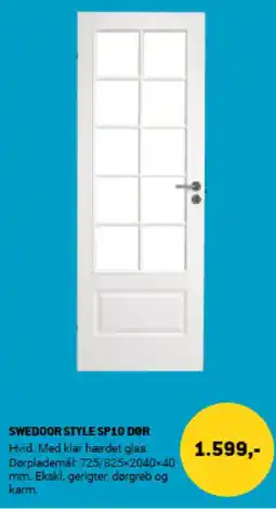 XL-BYG Swedoor style sp10 dør tilbud