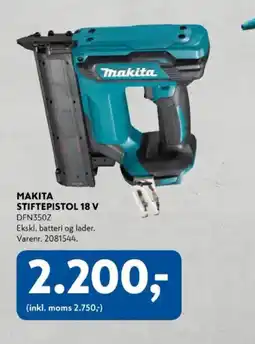 Davidsen Makita stiftepistol 18 v dfn350z tilbud