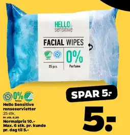 Netto Hello Sensitive Facial Wipes tilbud