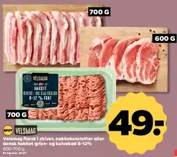 Netto Velsmag flæsk / nakkekoteletter / hakket gris- og kalvekød tilbud