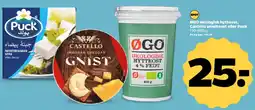 Netto ØGO økologisk hytteost / Castello smelteost / Puck tilbud