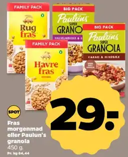 Netto Fras morgenmad / Paulún's granola tilbud