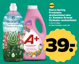Netto Noora Spring Freshness eller A+ Summer Breeze flydende vaskemiddel tilbud