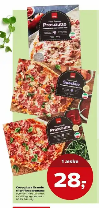 Kvickly Coop pizza Grande eller Pinsa Romana tilbud