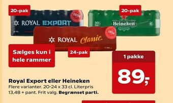 Kvickly Royal Export eller Heineken tilbud