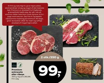 Kvickly Premium. entrecote eller ribeye tilbud