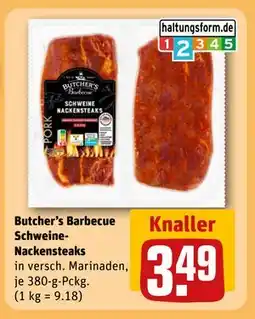 REWE DE Butcher's Barbecue Schweine-Nackensteaks, EUR 3.49 tilbud