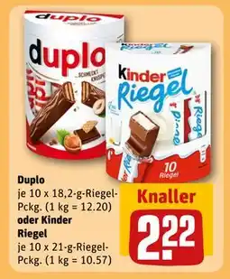REWE DE Duplo oder Kinder Riegel, EUR 2.22 tilbud