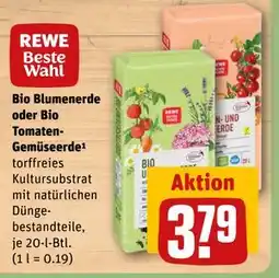 REWE DE Bio Blumenerde oder Bio TomatenGemüseerde¹, EUR 3.79 tilbud